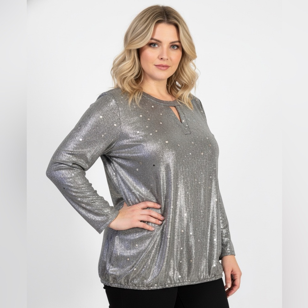 Elegant Silver Sequin Blouse
